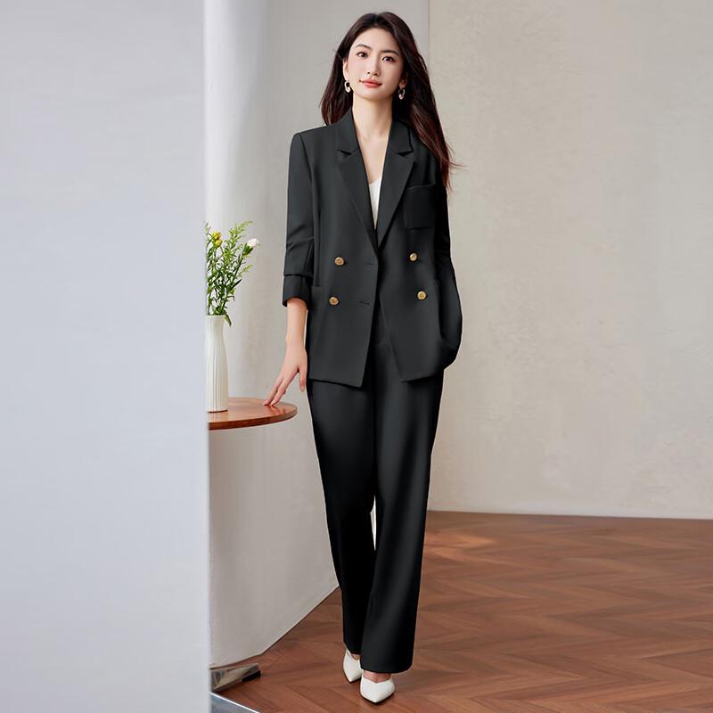 

Tluoman Women s Professional Double-Breasted Suit Set M