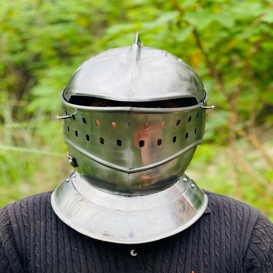 Medieval European Closed Helmet  Wearable Medieval Knight Armor  LARP  Fancy Costume Collectible Gift