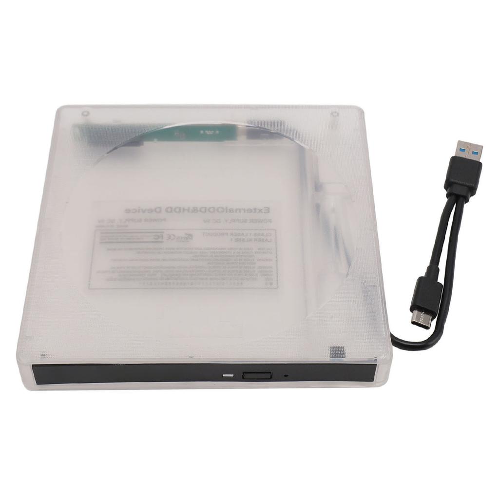 Optical Drive Enclosure Type C USB3.0 5Gbps Clear External CD DVD BD Drive Box for Laptop 12.7mm