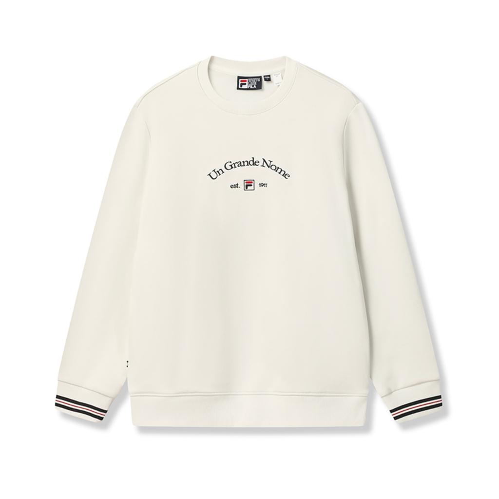Fila Heritage Fashion Classic Trendy Comfortable Casual Versatile Fleece Lined Pullover Sweatshirt Men Sweatshirt White F11M548204FIV