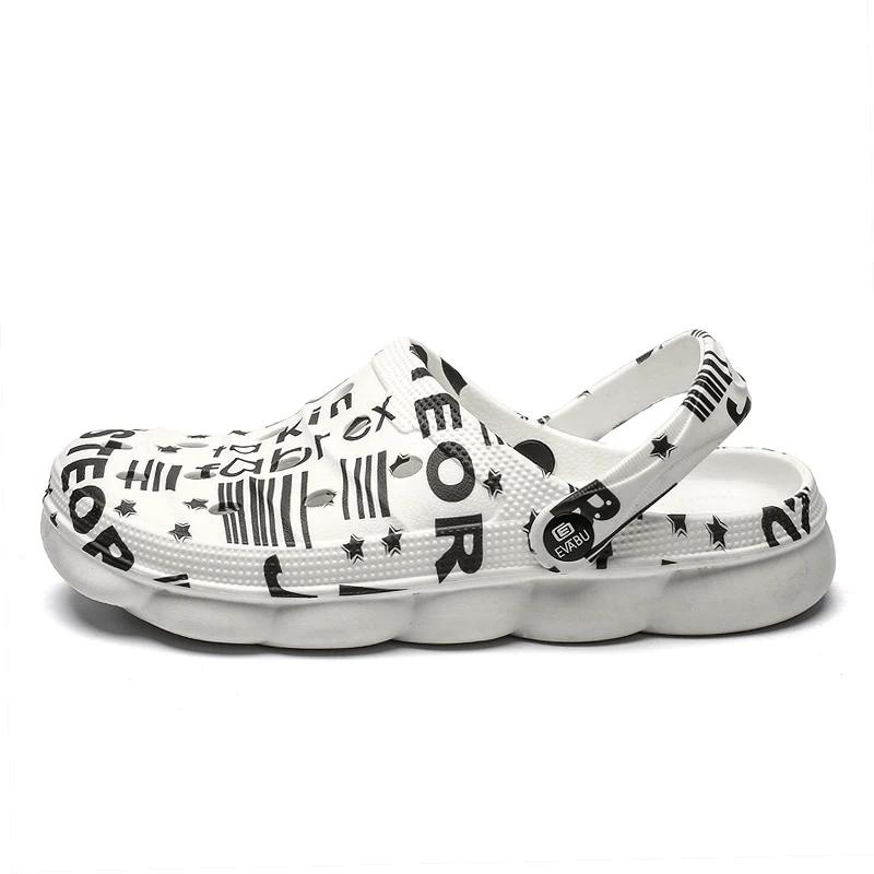 

Летние мужские сандалии на платформе, пляжные тапочки, мужская обувь, дышащие аквааэробные тапочки для сада, черные, водная обувь 36 белый