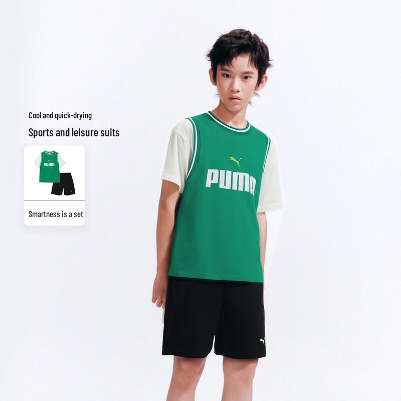 PUMA Kids 2026 Summer Spliced Short Sleeve Set 130cm