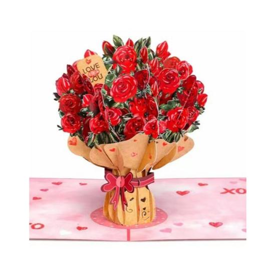 Evigt Blommande 3D Pop-Up Blommkort Handgjort Återvinningsbart Papperskort Eviga Romantiska Minnen Alla Hjärtans Dag Jubileum Födelsedagspresenter