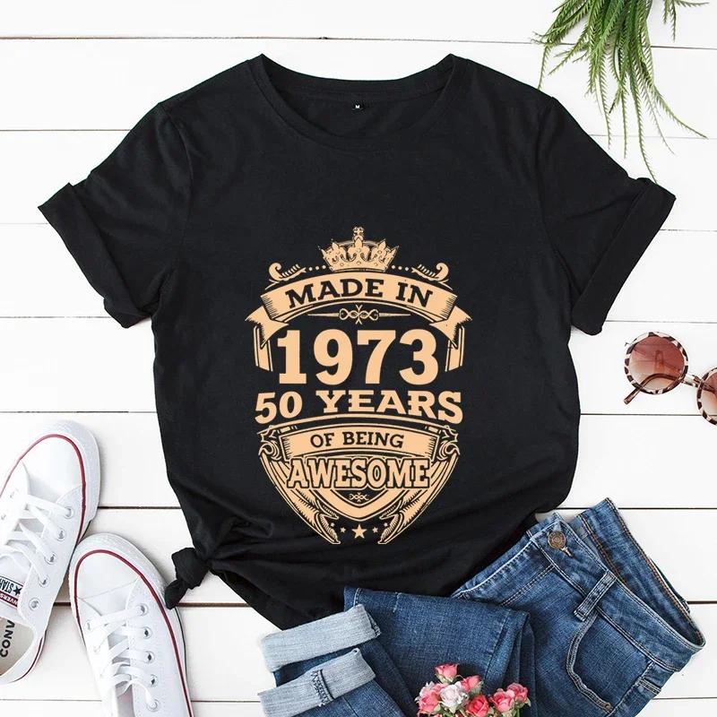 Vintage 1981 Print Unisex T Shirts Short Sleeve Unisex Tshirts Ladies Tee Shirt Tops 1973195719581961 Clothes Camisetas Mujer
