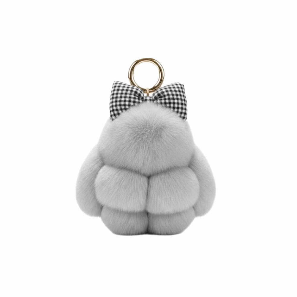 Hair Bow Plush Rabbit Keychain Rabbit Fur Bag Hanging Pendant Accessory Rabbit Plush Keychain Car