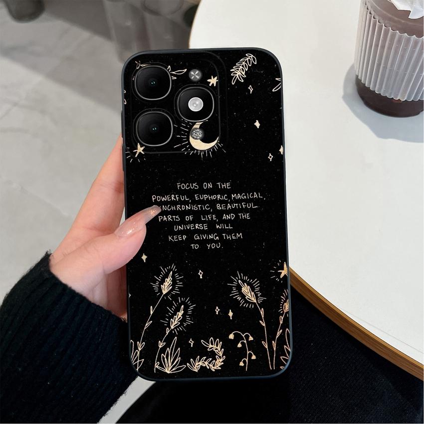 For itel A90 A50C A80 P60 S25 Ultra Power 70 Phone Cover Pretty Flower Pattern Smooth Liquid Silicone Screen Protector Shockproof Case For itel Casing