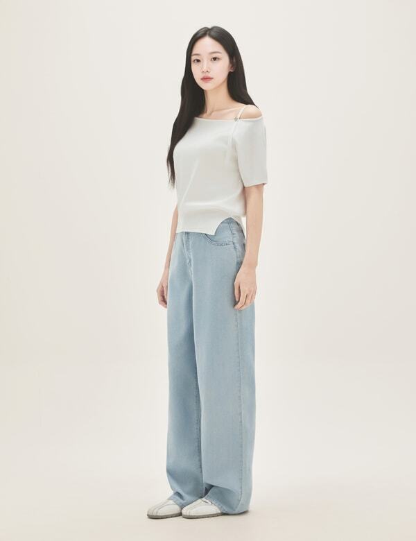 ROEM Off-Shoulder Short Sleeve Pullover Rmkag38R11