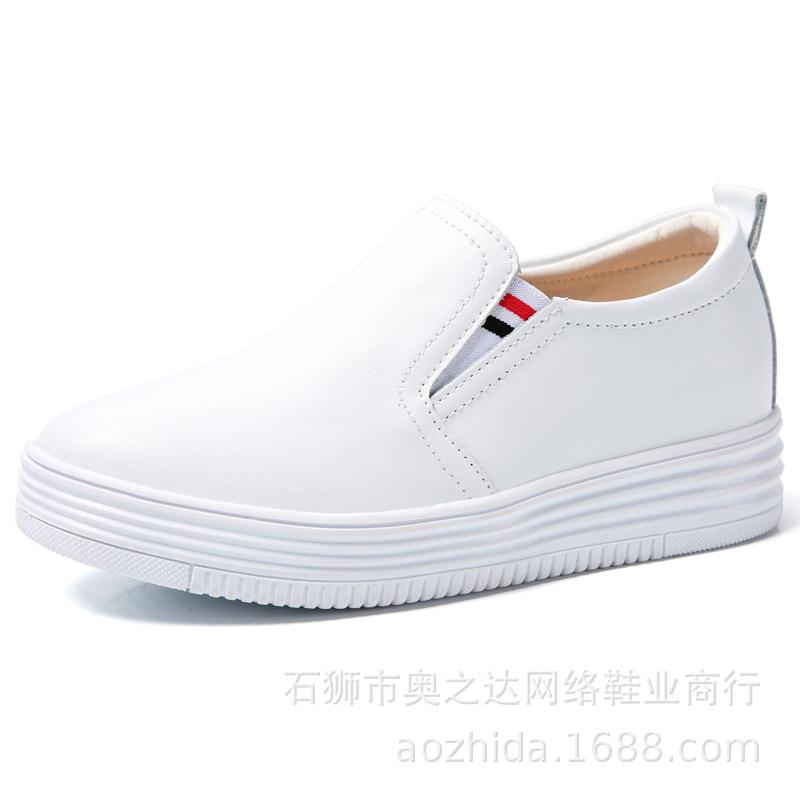 

2025 Весна и Осень ленивые туфли на толстой подошве женские мокасины, маленькие белые туфли женские повседневные кожаные спортивные туфли для сноуборда 35 белый