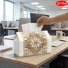 2D Flat, 1pc Tissue Box, Printed On Both Sides, Modern Art Tissue Holder, Featuring a Snow Leopard Abstract Design, Ideal for Decorative Storage. Perf