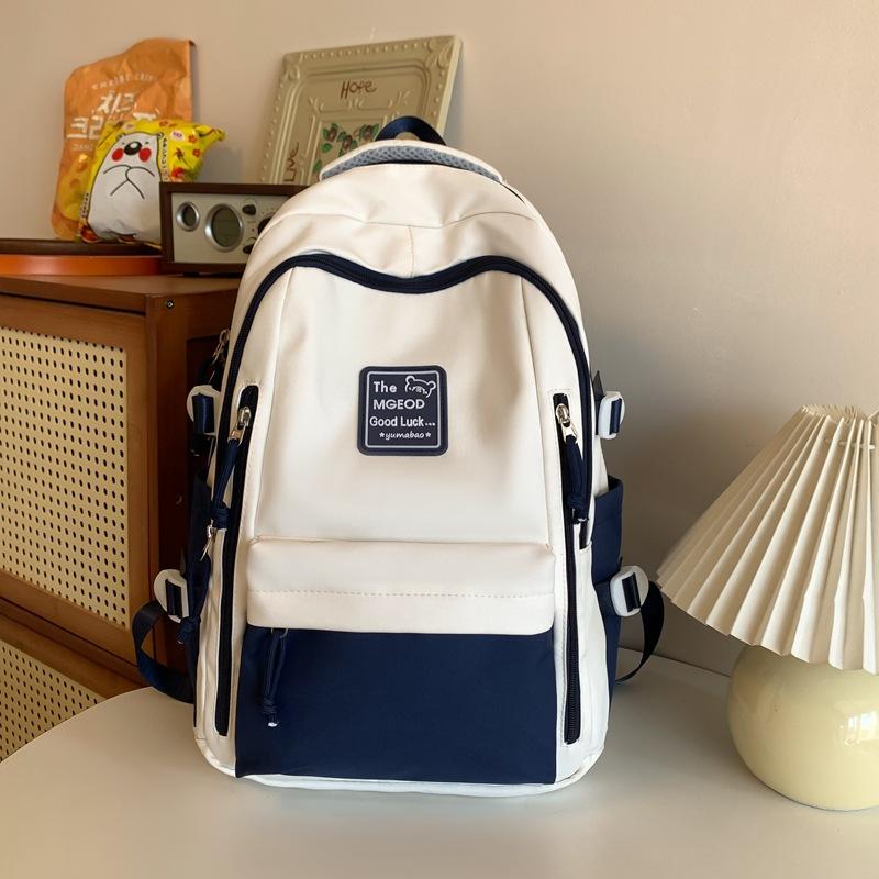 School Bag Male College Students Contrasting Color Splicing Couple Backpack 2025 New Multi-layer Primary and Secondary School Students Backpack