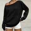 Felpa da Donna a Spalle Scoperte in Maglia a Manica Lunga con Tasche - Vestibilità Larga Colore Casual