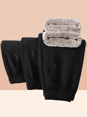Women's Velvet Lined Winter High Waist Pants - Thick, Large Size for Seniors