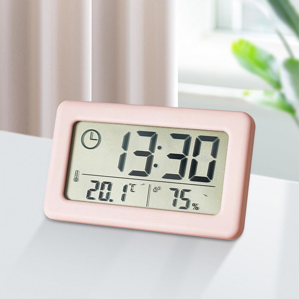 Minimalist Battery Powered Clock with Integrated Thermo Hygrometer for Home Or Office