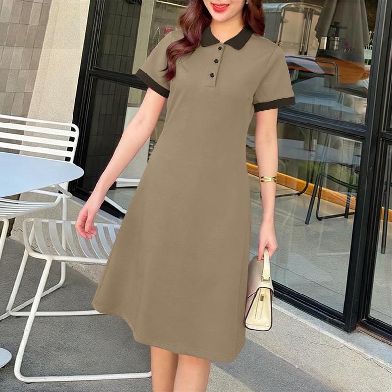 ZANZEA Women Casual Turn Down Collar Summer Short Sleeve Polo Dress