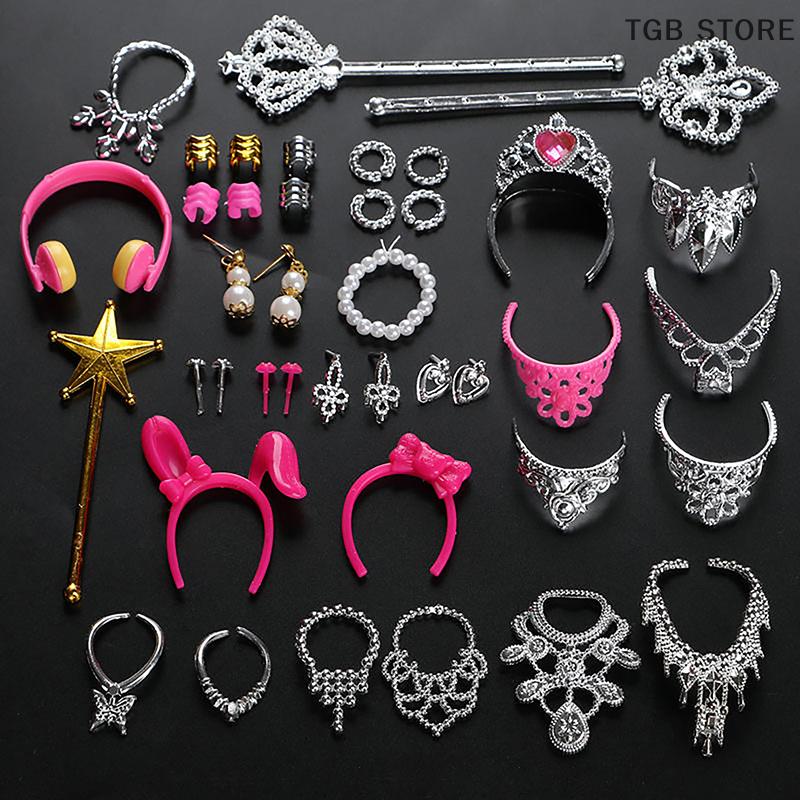 20PCS Universal Earrings Bracelets Crown For 1/6 Doll Accessories Fashion Set Girl's Doll Jewelry DIY Decoration Toy