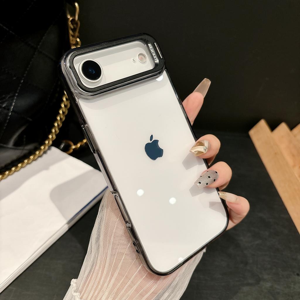 Crystal Transparent Metal Lens Holder Case For iPhone 17 Air 16 16E 15 14 13 12 Plus Pro Max Camera Bracket Protection Covers