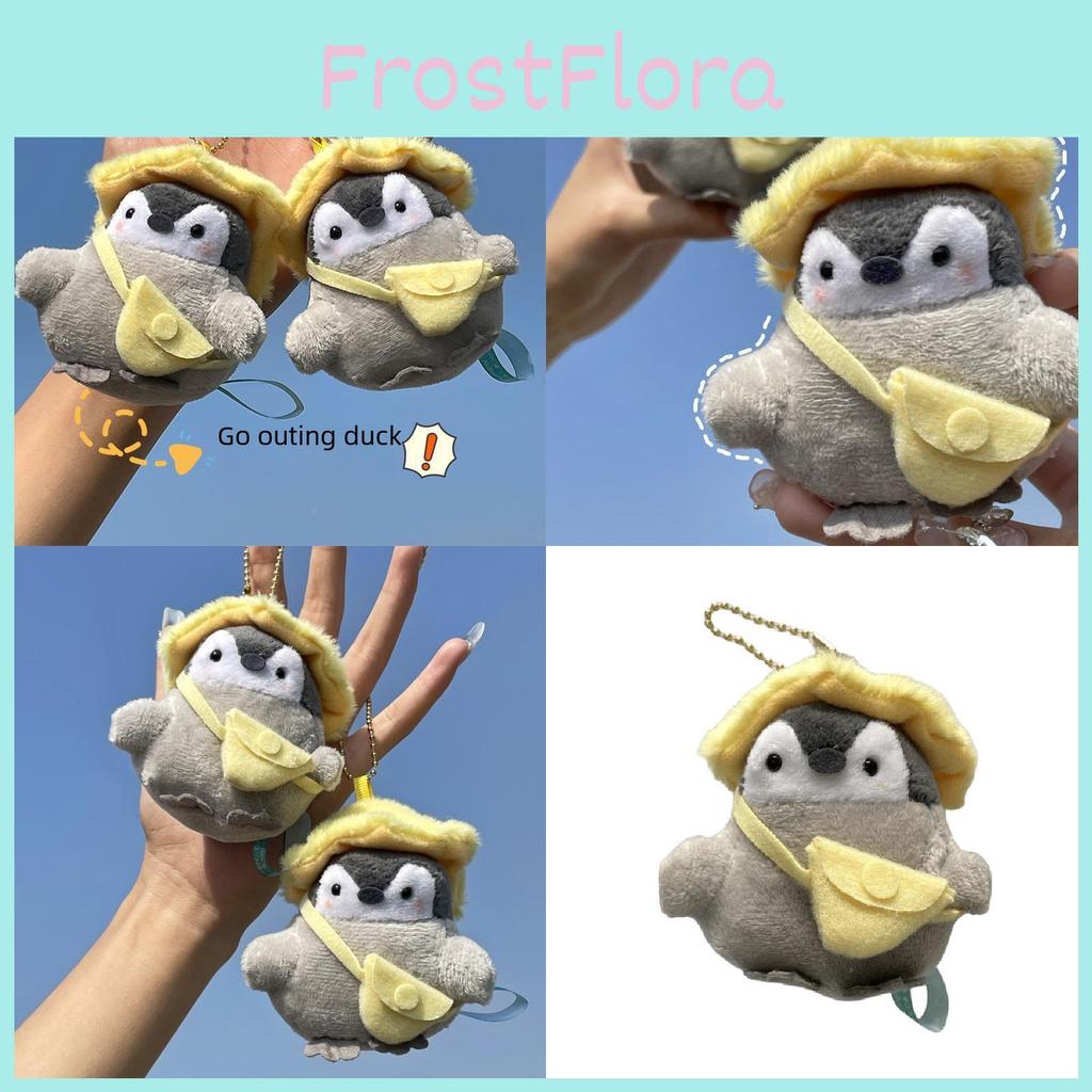 Mini Yellow Penguin Plush Backpack Adorable Stuffed Animal Keychain With Beaded Chain