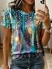 Unisexs Simple Crewneck Shortsleeve Tshirt Elegant Top With Colorful Floral Print Loosefitting Casual Shortsleeve Top