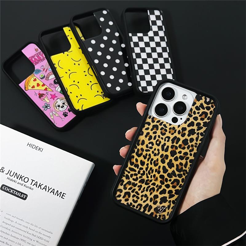 Wildblume Glückliches Mädchen Miau Handyhülle für iPhone 12 13 14 15 16 Pro Max Plus 17Pro Max 3D Welpe Leopard Wellengitterstoff wf Hülle