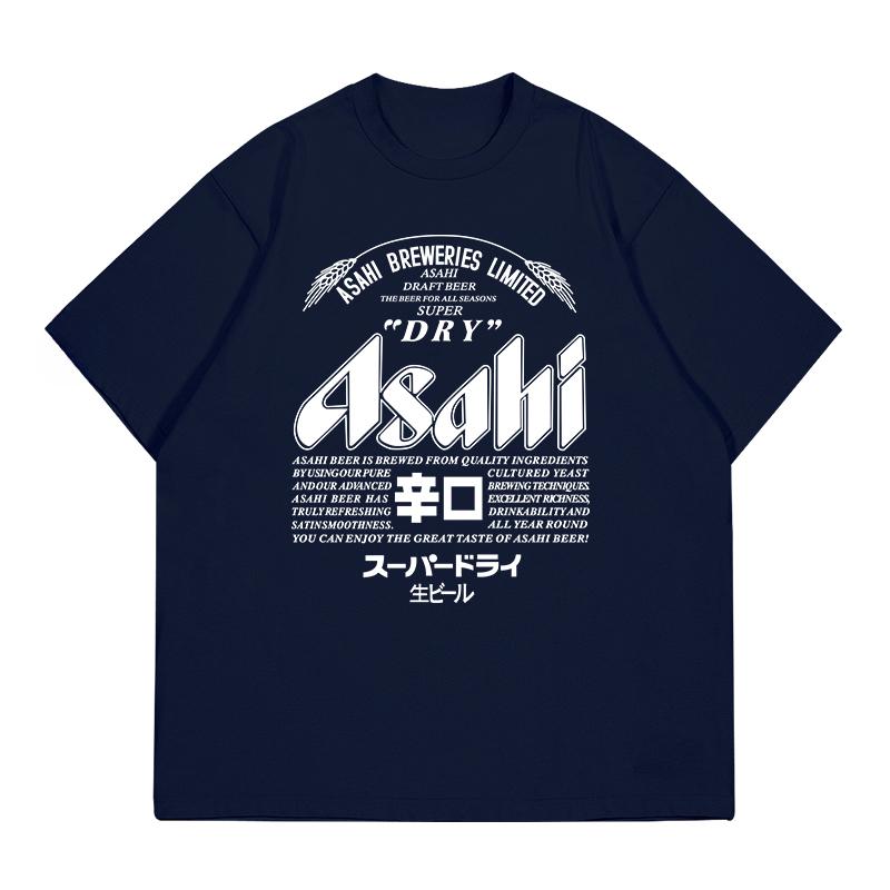 2025 Japan Asahi Beer T-shirt Summer Unisex Wear with American Retro Loose Casual Cotton Short-sleeved Clothes