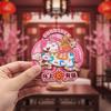 Wooden New Year Magnetic Sticker Chinese Style Lucky Blessing Pony Refrigerator Magnets Decoration Festive