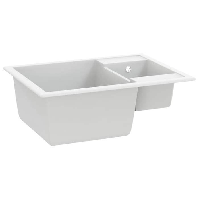 VidaXL Evier de Cuisine et Deux Lavabos Trou de Trop-plein Evier Encastré Décoration de Cuisine Lavabo Extra-profond Maison 147088