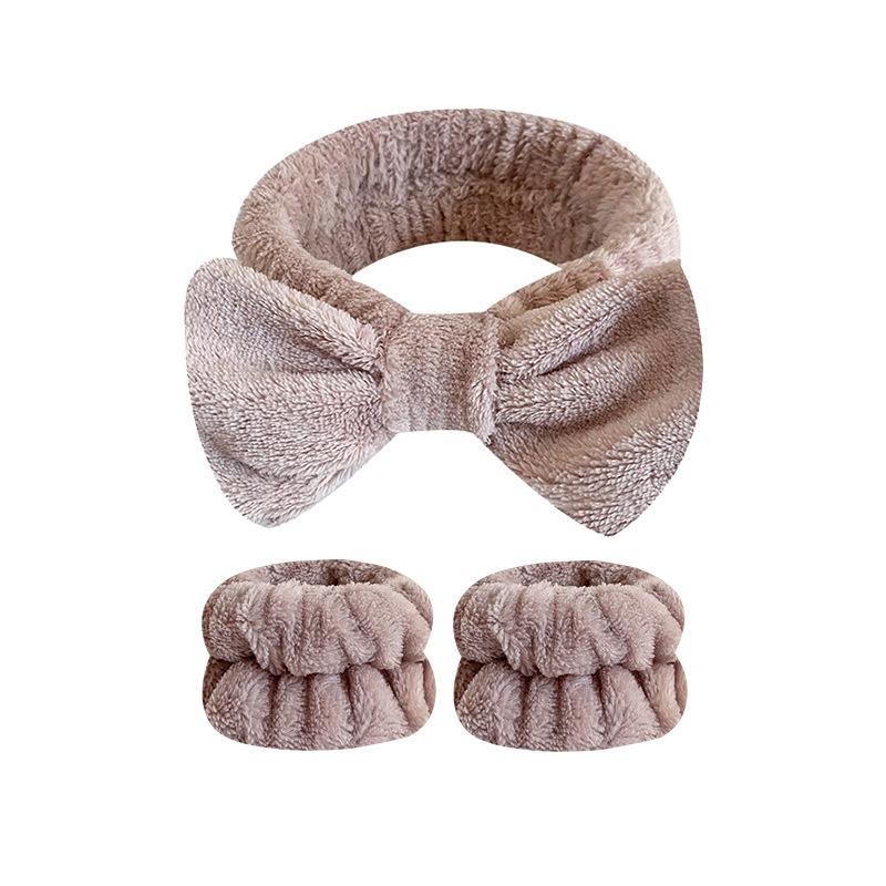 Cute bow headband and wristband set, Beauty makeup headband wristband, ladies spa headband for face washing, makeup headband, skincare headband