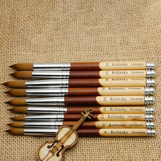 Color Block Round Top Wood Handle Nail Art Pen Line Drawing Brush Manicure Tool