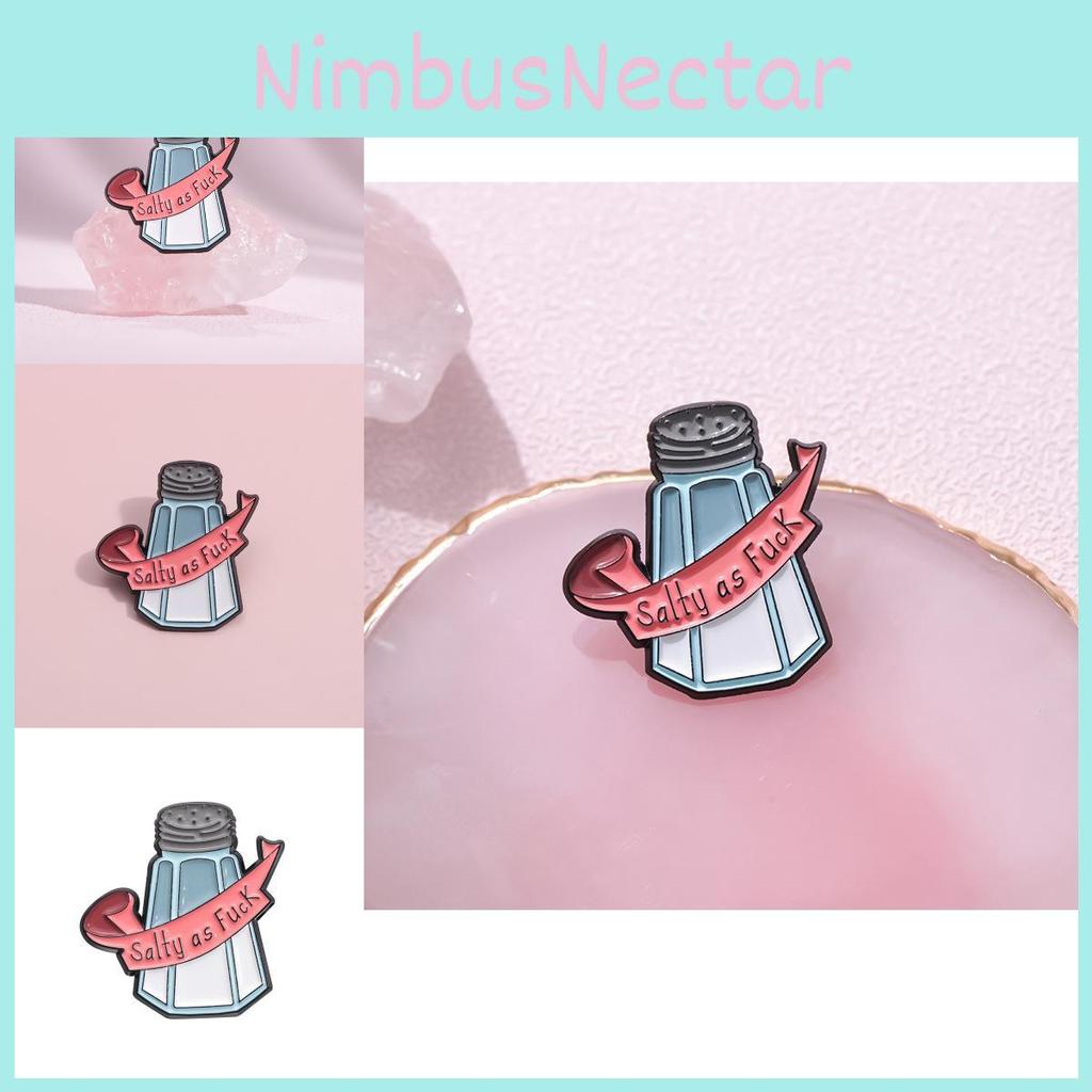 Unique Creative Cartoon Salt Shaker Brooch Fun Badge With Quirky Letter Design