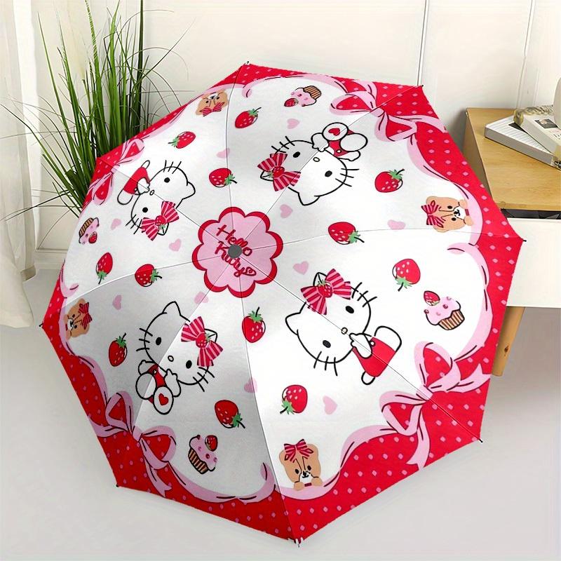 1pc Hello Kitty Strawberry Goodness Umbrella with Plastic Handle,Suitable for All Seasons Home Travel Outdoor UmbrellaSanlio599