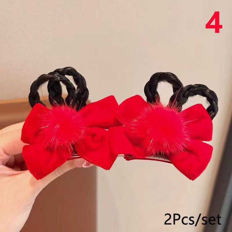 

2Pcs/Set Chinese Style Children S Year Kawaii Hair Clips Cheongsam Hanfu Hair Accessories Cosplay Hair Ball Hair Clip
