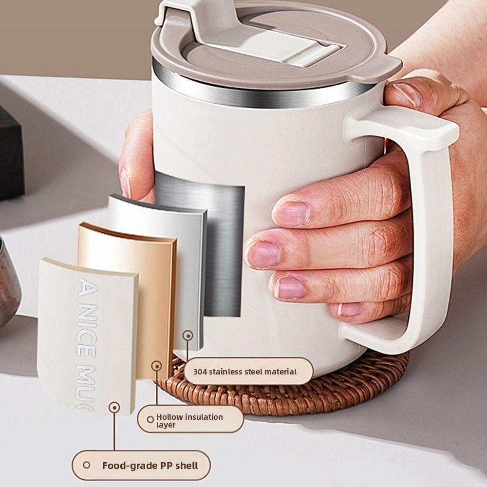 Stainless Steel Insulated Coffee Cup 500ml Thermos Cup Durable Milk Coffee Mug  Student