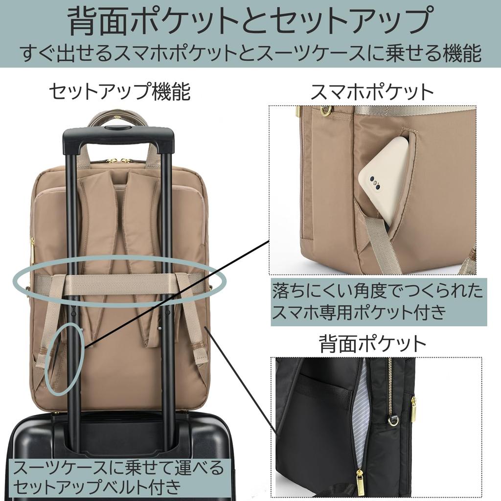 Ace Gene Fit'em Business Backpack for Women, A4 File and 13.3-inch Laptop Storage, No. 68681
