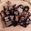 Feather Yarn Bear Socks Women's Medium Tube Plush Socks Wear Cute Trendy Versatile Stockings