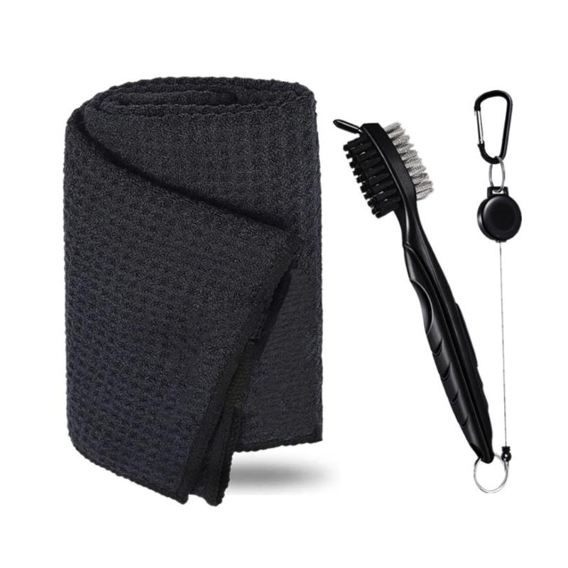 Multi-in-1 Golf Club Cleaning Set Microfiber Towel Brush Divot Tool Line Marker and Pitch Repair Tool for Men Women