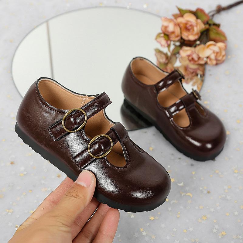 Girls' Leather Shoes 2025 Autumn New Simple British Baby Shoes Women's Treasure Fashion Versatile Casual Non-slip Princess Shoes