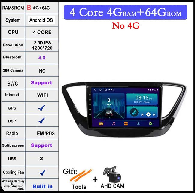9 Lnch For Hyundai Solaris 2 2017 2018-2020 Android 14 Car Radio Video Multimedia Navigation GPS Stereo Screen Auto
