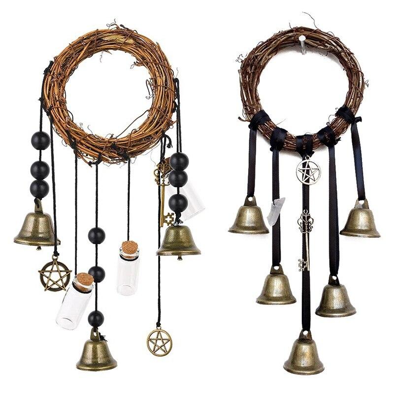 Wall-hung Door Handles Wind Chime Rattan Rings Pray for The Blessing of Bell Witch Wind Chimes