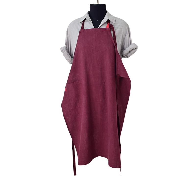 Bawełniano-lniany fartuch ogrodniczy w kwiaty - Prosty i elegancki styl japońsko-koreański