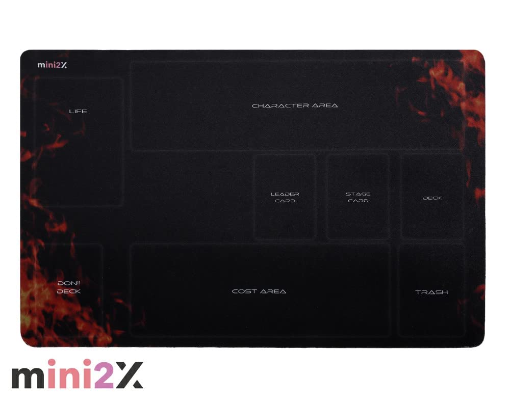 Mini2x One Piece Card Rubber Playmat with Guide Half Size Battlefield Includes Storage Simple Card Mouse Pad Easy-to-Understand Frame, 35x55cm,