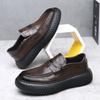 Spring Autumn New Designer Business Casual Shoes for Men Fashion Casual Cow Leather Shoe Male British Style Platform Loafers Man