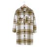 Ladies Casual Loose Long Sleeve Loose Single-breasted Button Plaid Long Coat