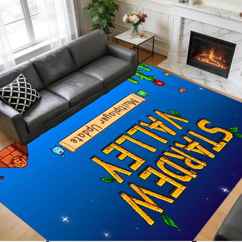Anti‑Slip Crystal Velvet Floor Rug, Stardew Valley Design Carpet for Indoor Living Bedroom Home Decoration