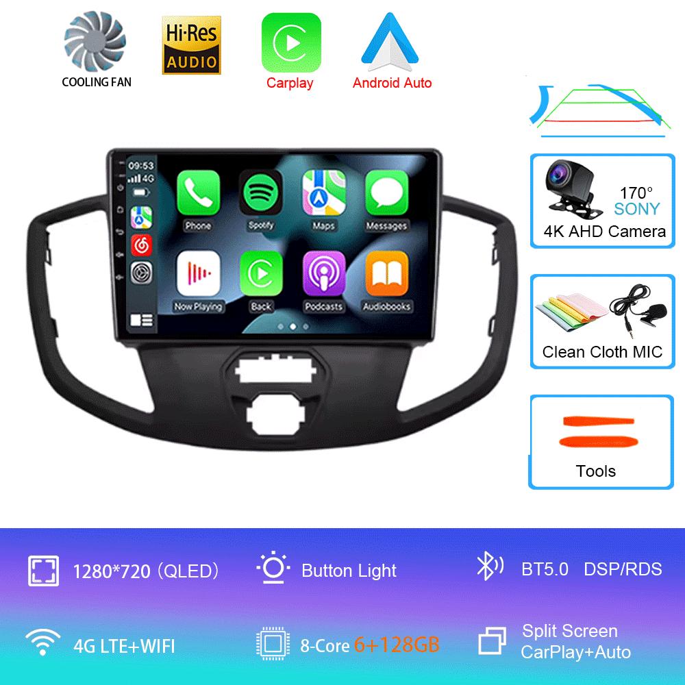 Car Radio Android 14 Auto For Ford Transit 2015 2016-2018  Central Multimedia Car Stereo Receiver GPS Navigation Autoradio