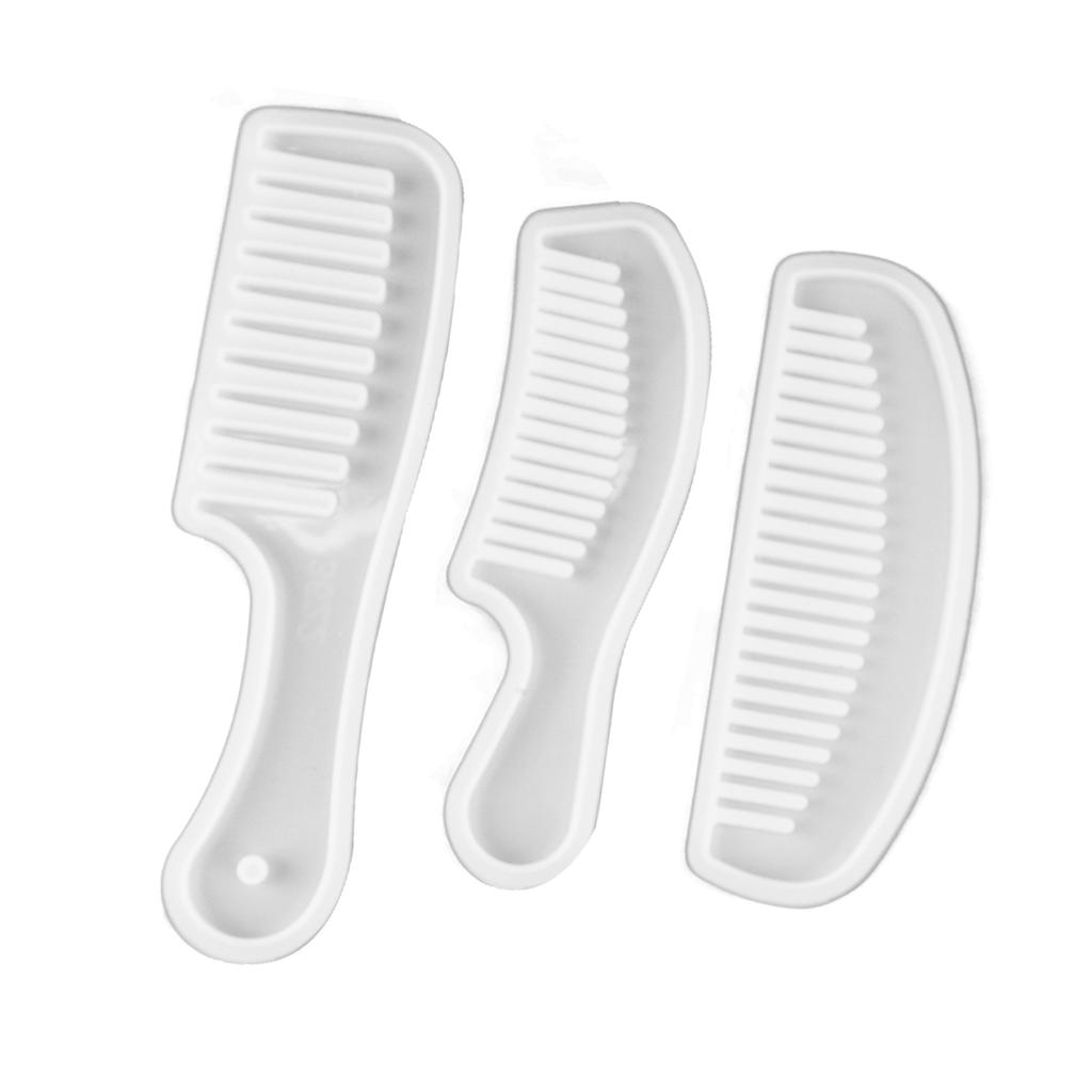 3pcs Comb Silicone Molds Translucent Wide Tooth Hair Comb Molds Set for DIY Hairdressing Styling