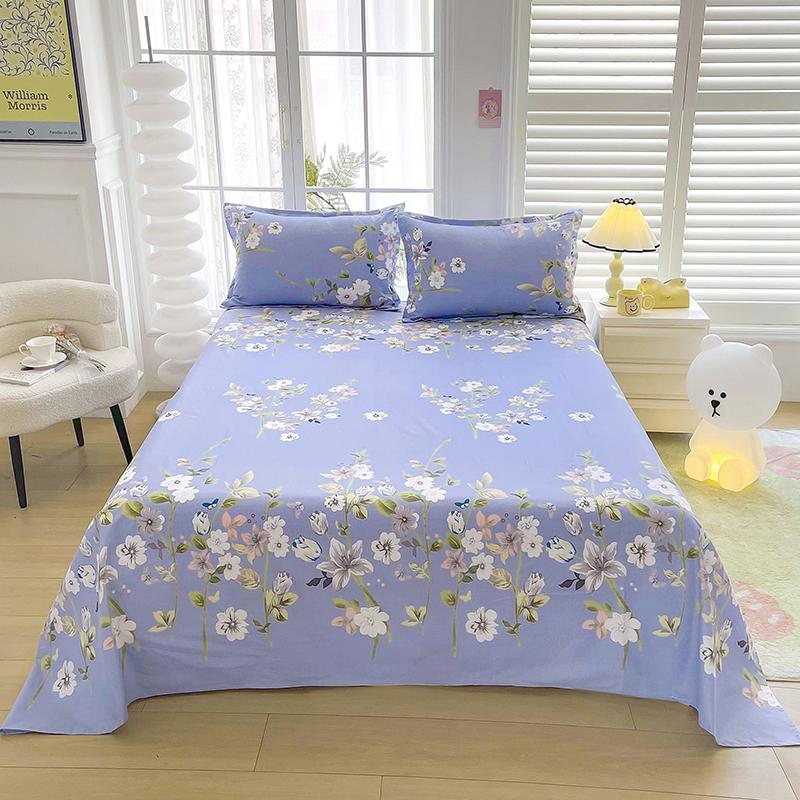 Flower Printed Flat Bed Sheets for Double Bed Single/Queen/King Reactive Printed Top Sheets for Beds sabanas cama Bed Linen