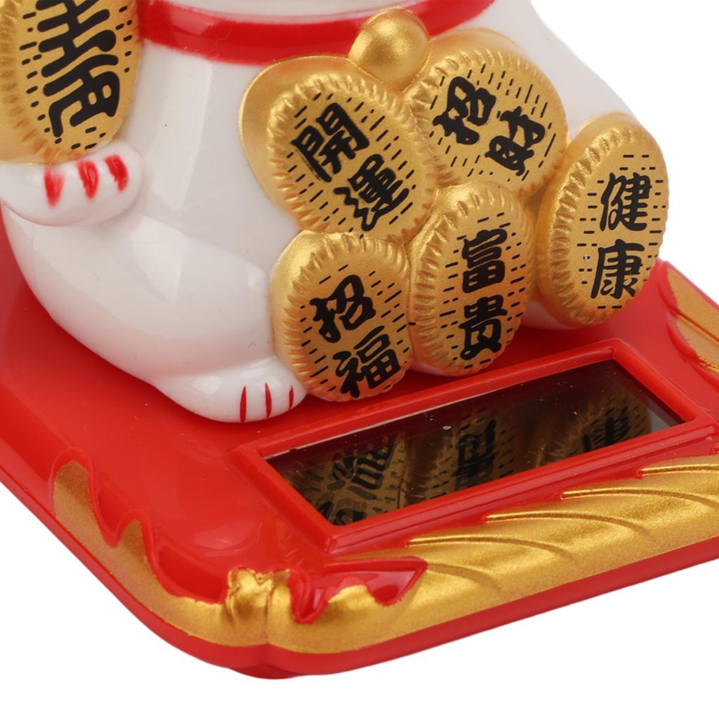 Cat Solar Powered   Size Bring in Wealth and Treasure Cute Smile   Maneki Neko for Car Bedroom
