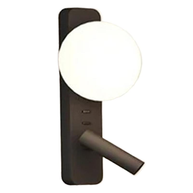 A84E-LED Wall Light With Switch Adjustable Spotlight Glass Wall Sconce Lamp For Bedroom Bedside Light Fixture Wall Decor Black