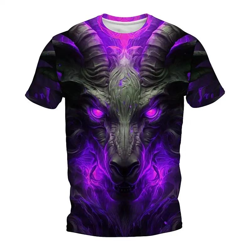 Flame Animal Pattern 3D Printing Fashion Men's Outdoor Sports Short Sleeve T-shirt Plus Size Men's Shirt Casual Personality Tren
