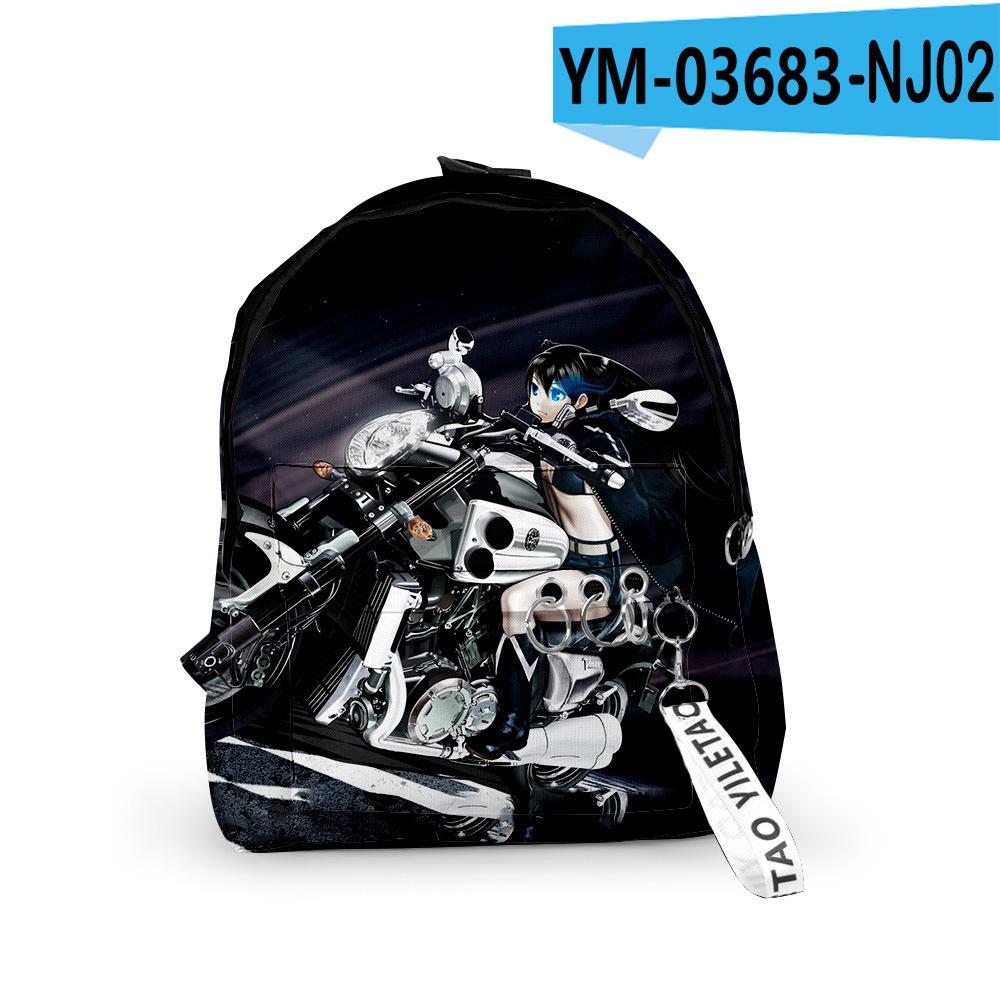 Trendy Youthful Black Rock Shooter School Bags Notebook Backpacks 3D Print Oxford Waterproof Key Chain Small Travel Bags